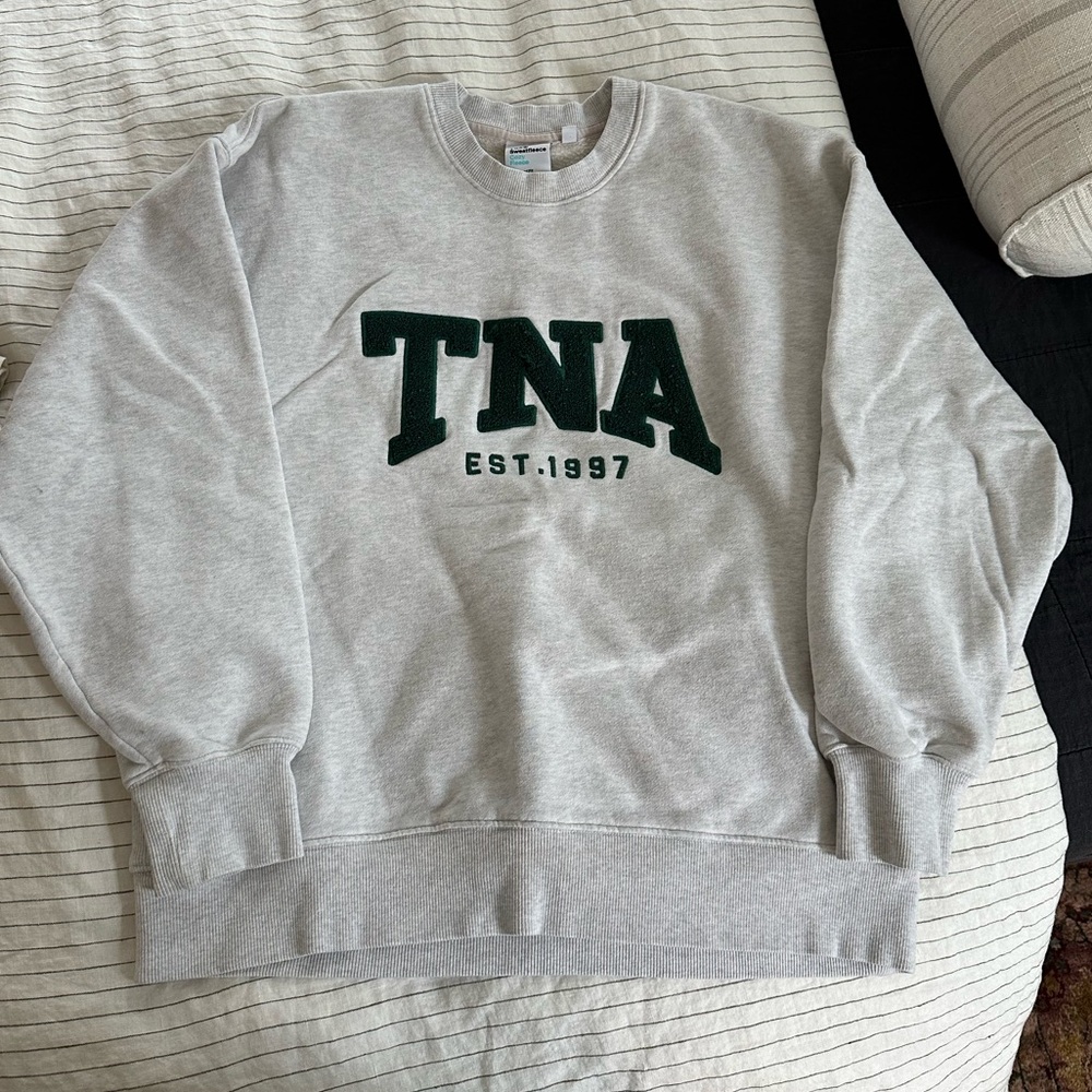 TNA Sweatfleece Embroidered Spellout Crewneck Sweatshirt